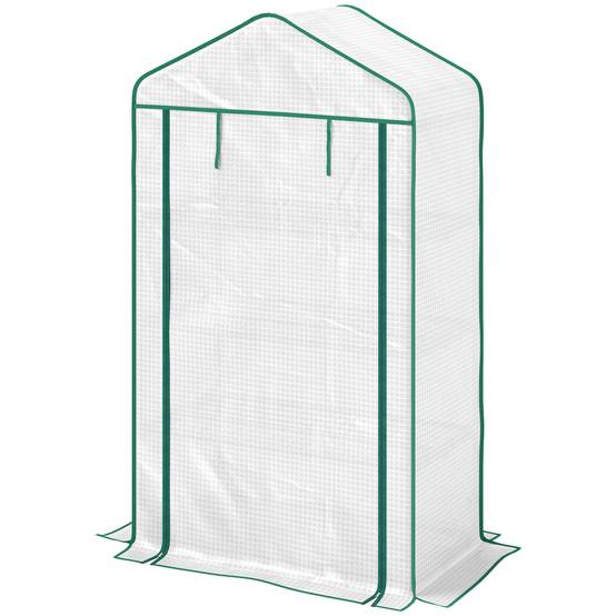 Serre de jardin balcon étagère serre 4 niveaux 90 x 49 x 160 cm acier galvanisé bâche amovible PE haute densité blanc - Image 2