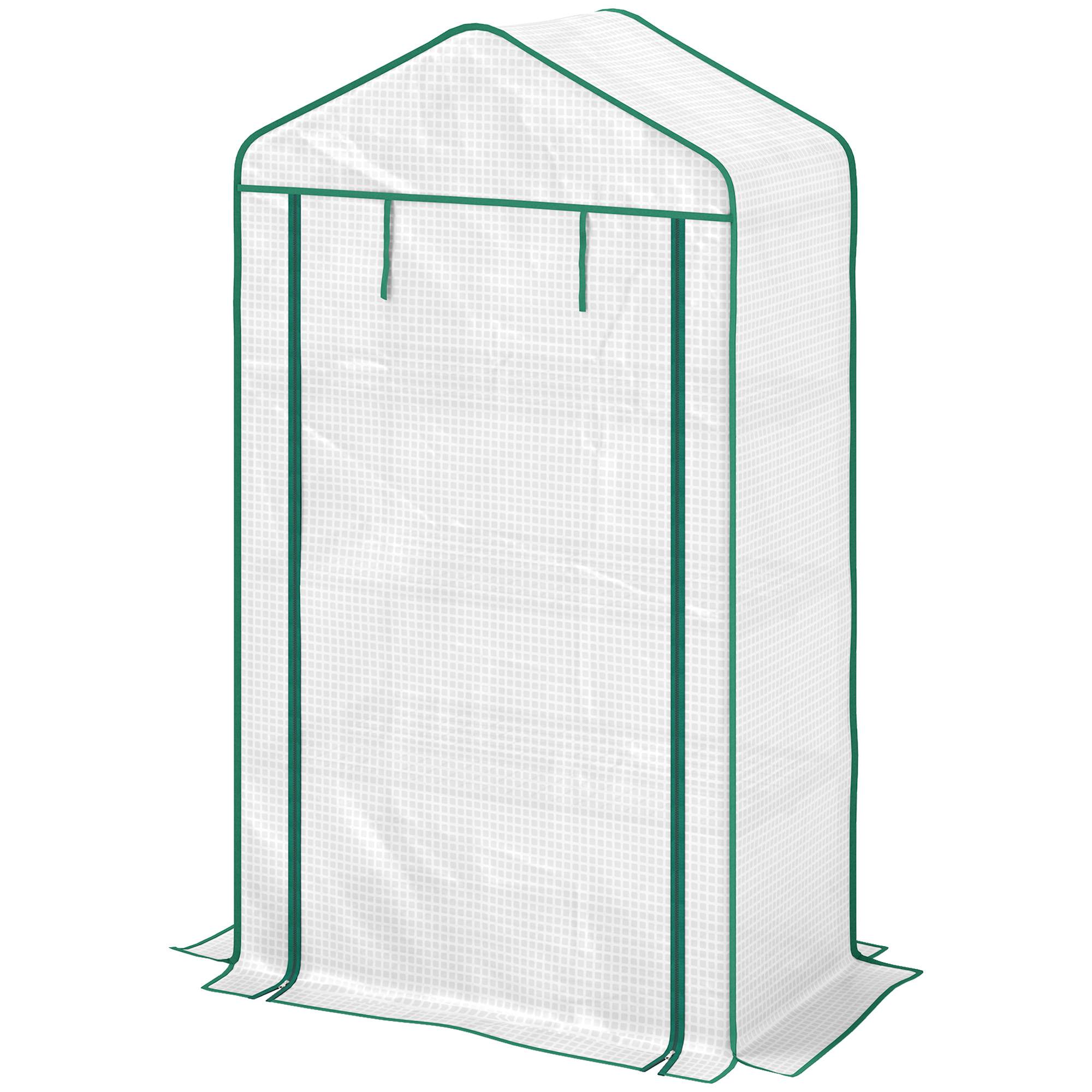 Serre de jardin balcon étagère serre 4 niveaux 90 x 49 x 160 cm acier galvanisé bâche amovible PE haute densité blanc - Image 2