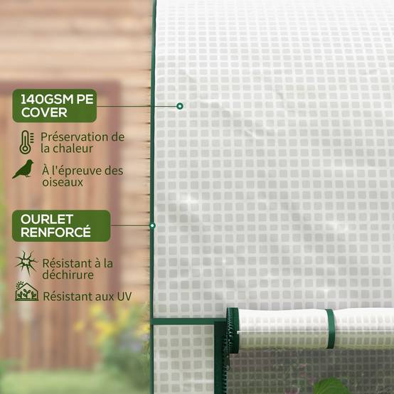 Serre à tomates de jardin en PE pour plantes grimpantes croissance 200x100x178cm blanc - ComfortXL Outdoor Living - Image 7