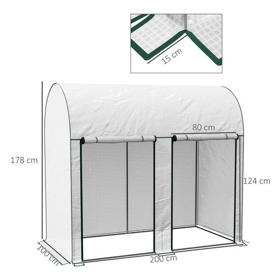 Serre à tomates de jardin en PE pour plantes grimpantes croissance 200x100x178cm blanc - ComfortXL Outdoor Living - Image 5
