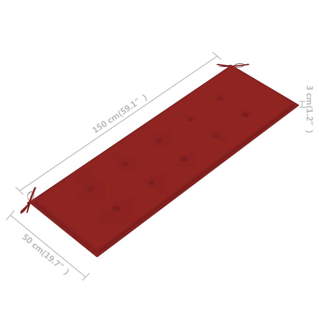 Helloshop26 - Banc de jardin meuble de patio d'extérieur terrasse avec coussin 157 cm bois d'acacia massif - Imagen 8