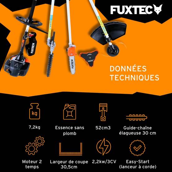 FUXTEC - Débroussailleuse thermique multifonction 4en1 - FUXTEC FX-MT152 - 52cm3 3CV - Image 3