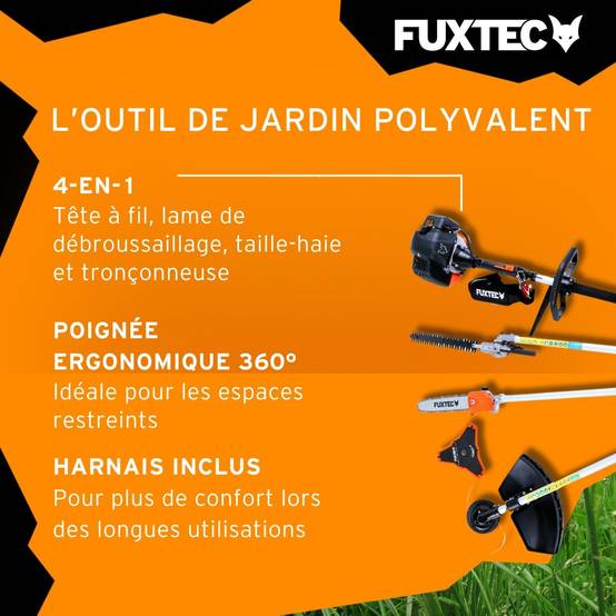 FUXTEC - Débroussailleuse thermique multifonction 4en1 - FUXTEC FX-MT152 - 52cm3 3CV - Image 5