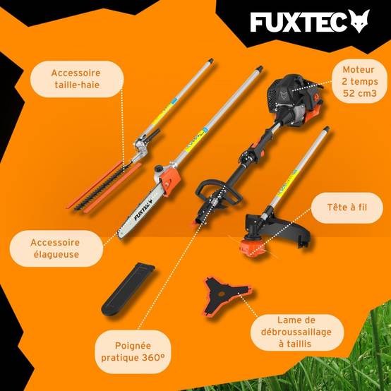 FUXTEC - Débroussailleuse thermique multifonction 4en1 - FUXTEC FX-MT152 - 52cm3 3CV - Image 6
