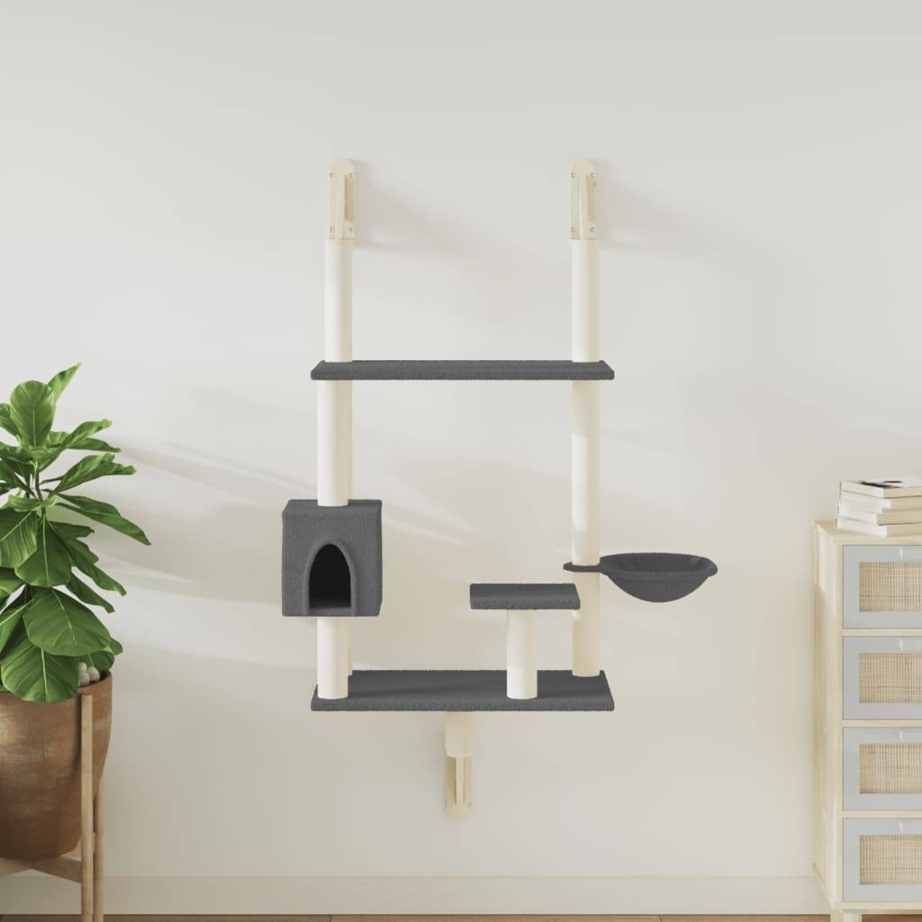 Arbre à chat mural - Arbre à grimper pour chat - Tour à chat avec griffoir gris foncé 153 cm - Image 2
