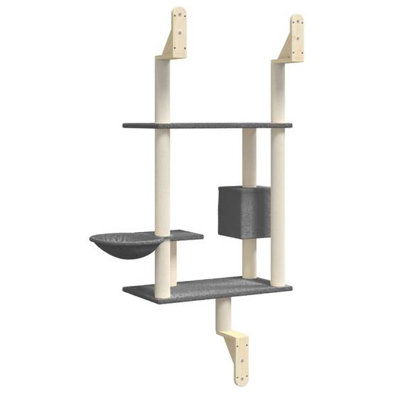 Arbre à chat mural - Arbre à grimper pour chat - Tour à chat avec griffoir gris foncé 153 cm - Image 6