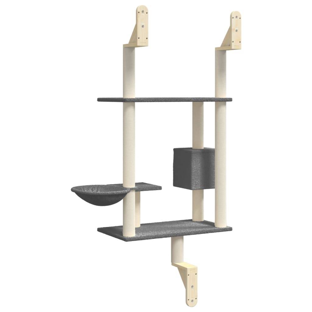 Arbre à chat mural - Arbre à grimper pour chat - Tour à chat avec griffoir gris foncé 153 cm - Image 6