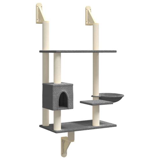 Arbre à chat mural - Arbre à grimper pour chat - Tour à chat avec griffoir gris foncé 153 cm - Image 1