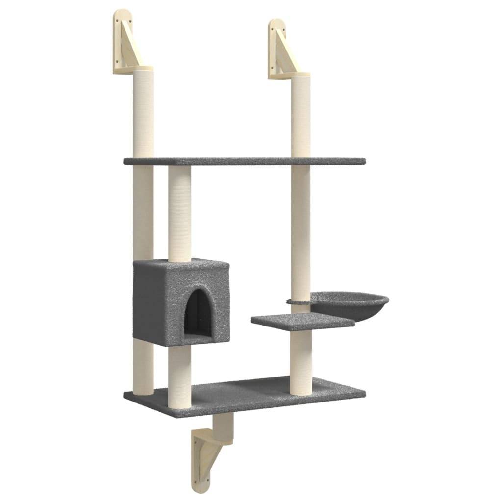 Arbre à chat mural - Arbre à grimper pour chat - Tour à chat avec griffoir gris foncé 153 cm - Image 1