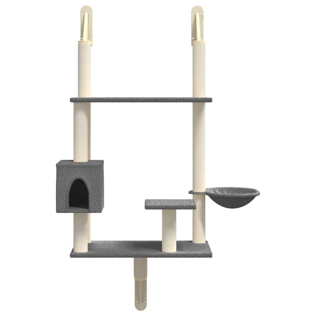 Arbre à chat mural - Arbre à grimper pour chat - Tour à chat avec griffoir gris foncé 153 cm - Image 4
