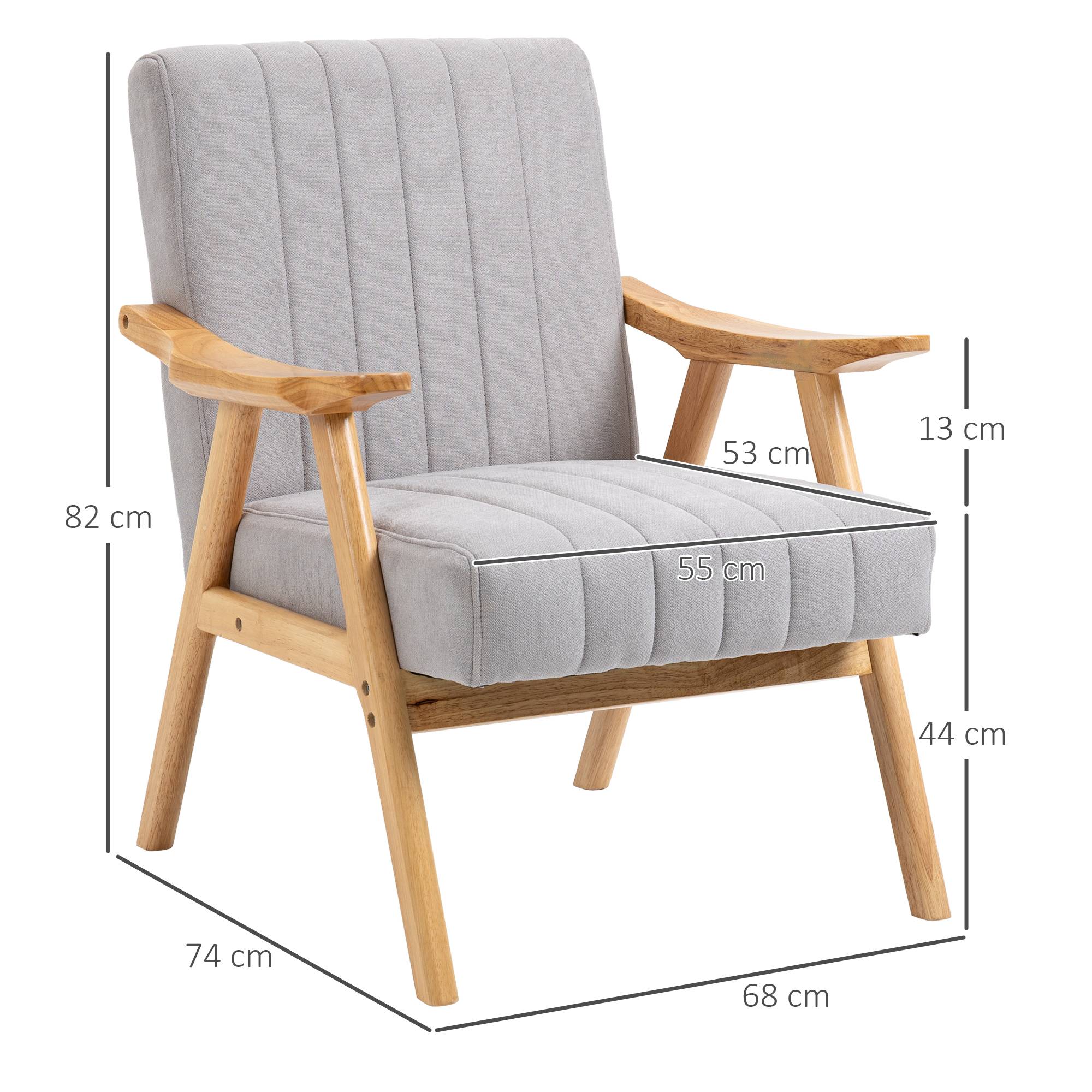 Fauteuil de style scandinave, aspect velours, bois massif ; 68 cm x 74 cm x 82 cm, naturel et gris - Image 5