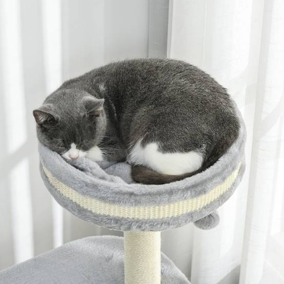 Arbre à chat bois peluche chats entretien griffes 59x35x100cm gris - ComfortXL Outdoor Living - Image 10