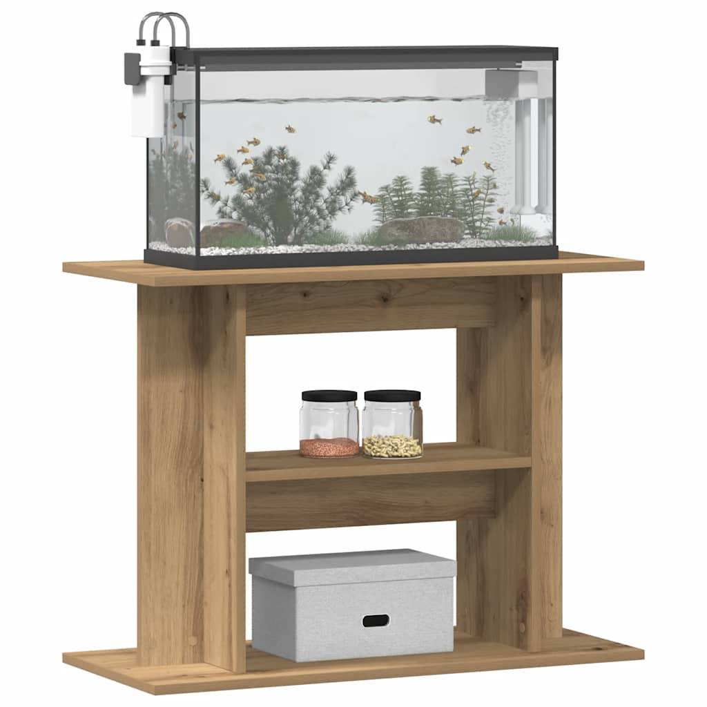 Meuble Aquarium en Bois d'Ingénierie Étagères de Rangement 80x35x60 cm Chêne - ComfortXL Outdoor Living - Image 3