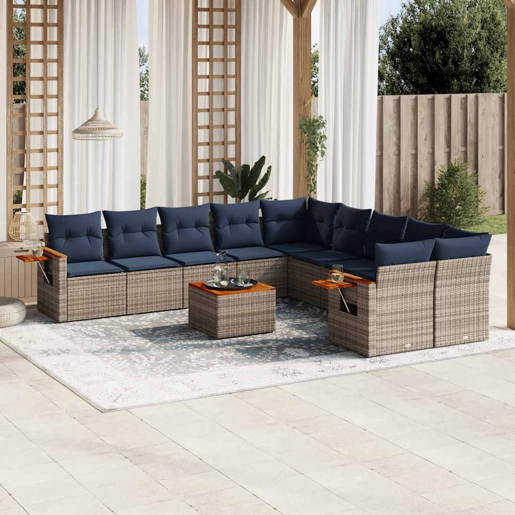 ComfortXL - Salon de jardin gris 10 places en résine tressée modulable avec table basse et tablette d'appoint – ComfortXL Outdoor Living - Image 1