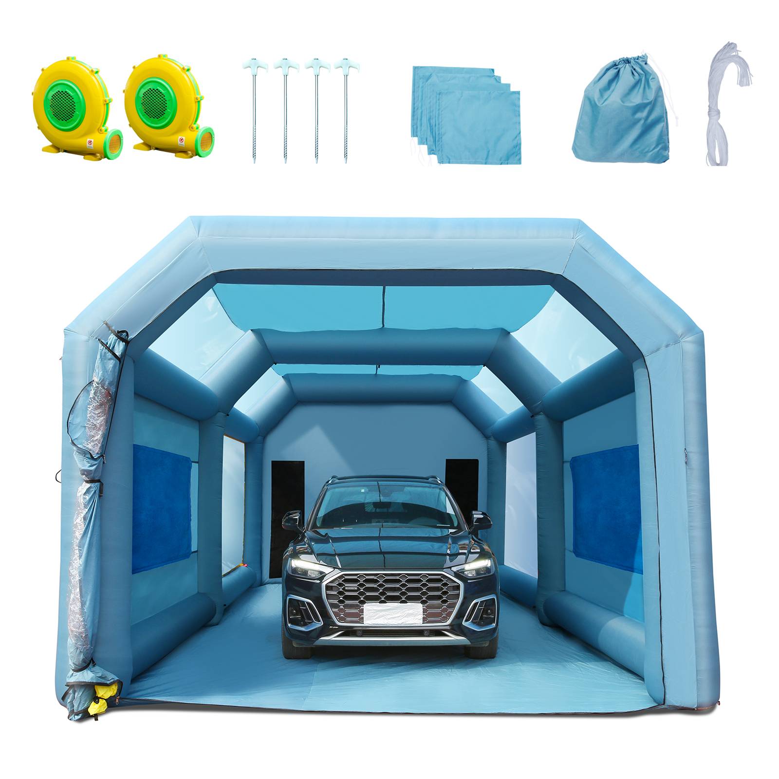 Vevor - VEVOR Cabine peinture gonflable 8.5x4.8x3.3m, Oxford 210D, système filtration, 2 souffleurs. - Image 1
