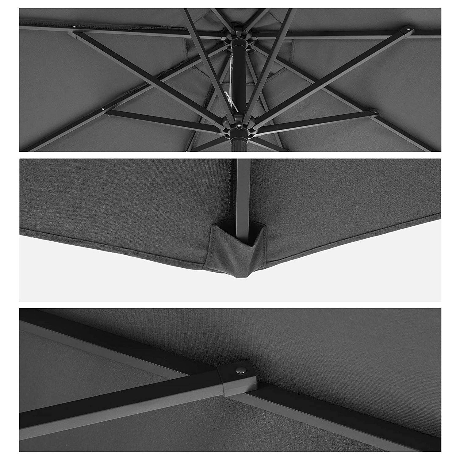 Helloshop26 - Parasol de jardin diamètre 2,7 m ombrelle protection UPF 50+ toile polyester octogonale inclinable manivelle balcon terrasse piscine plage sans socle - Imagen 4