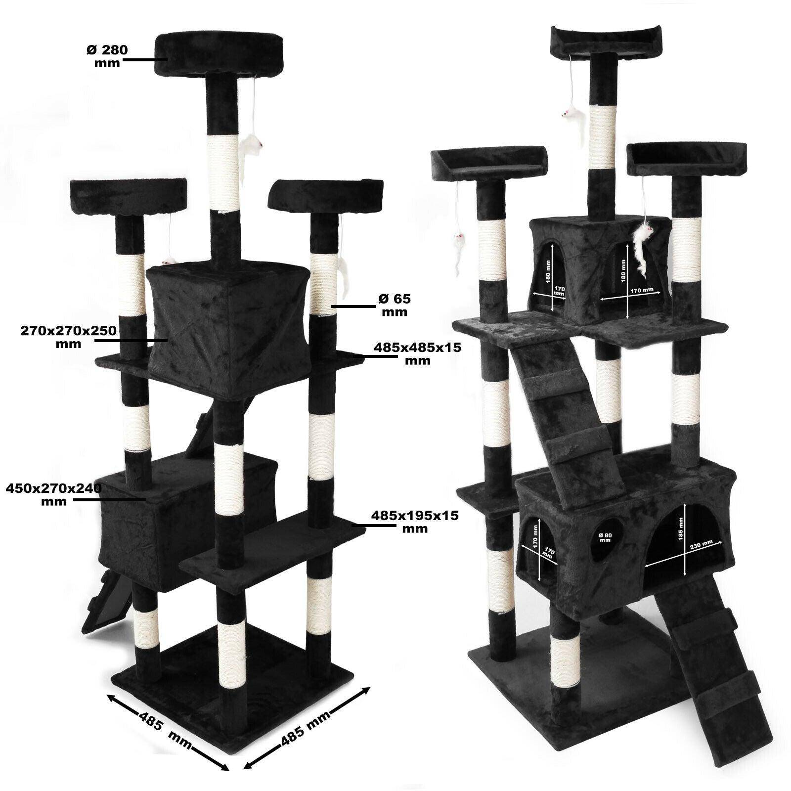 Helloshop26 - Arbre à chat 170 cm corde en sisal griffoir grattoir jeux plateforme noir - Imagen 2