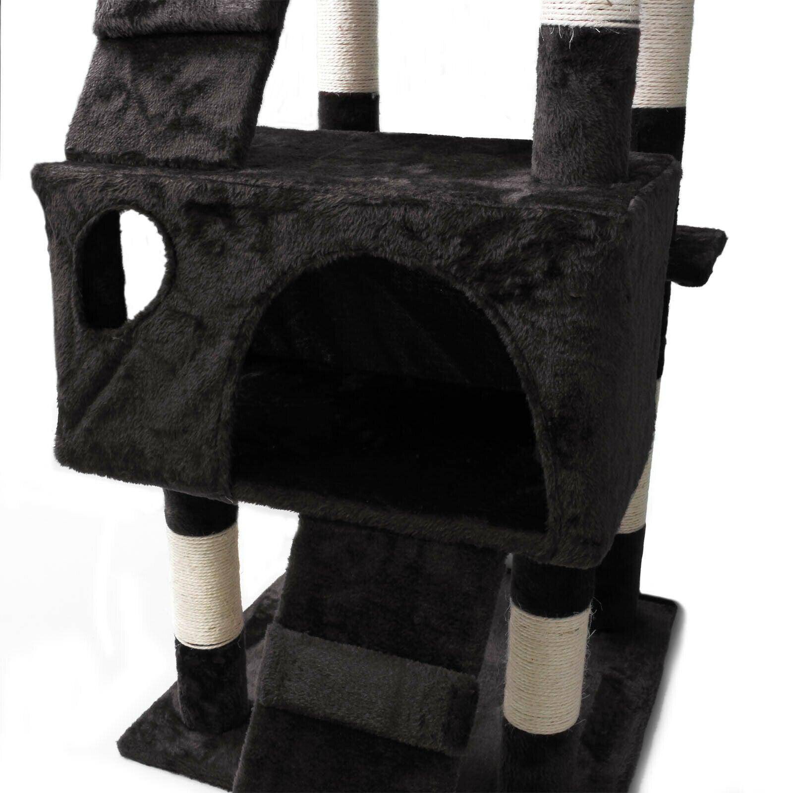 Helloshop26 - Arbre à chat 170 cm corde en sisal griffoir grattoir jeux plateforme noir - Imagen 5