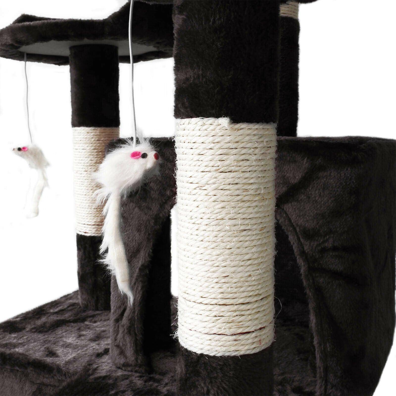 Helloshop26 - Arbre à chat 170 cm corde en sisal griffoir grattoir jeux plateforme noir - Imagen 4