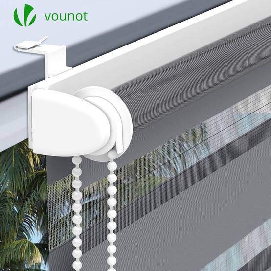 Vounot - Lot de 2 Store enrouleur jour nuit double 45x150cm Gris - Image 5
