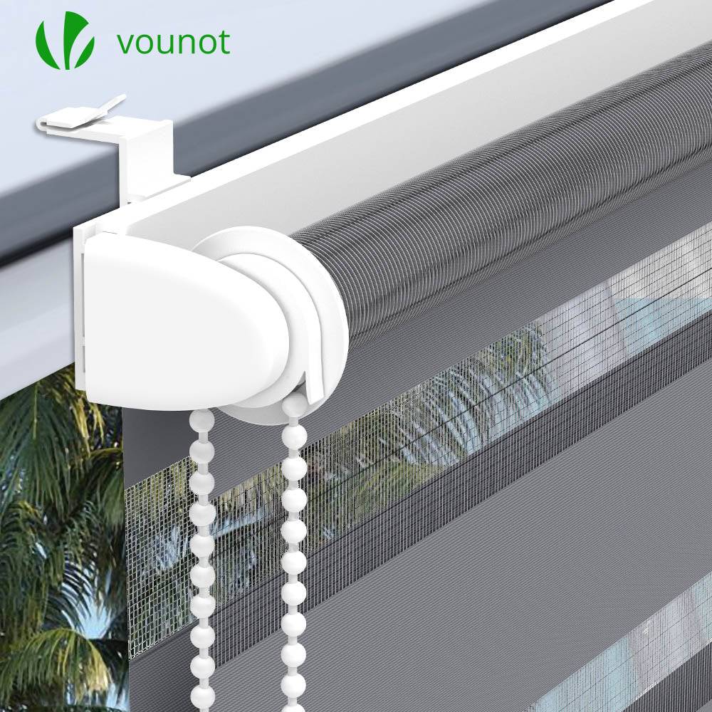 Vounot - Lot de 2 Store enrouleur jour nuit double 45x150cm Gris - Image 5