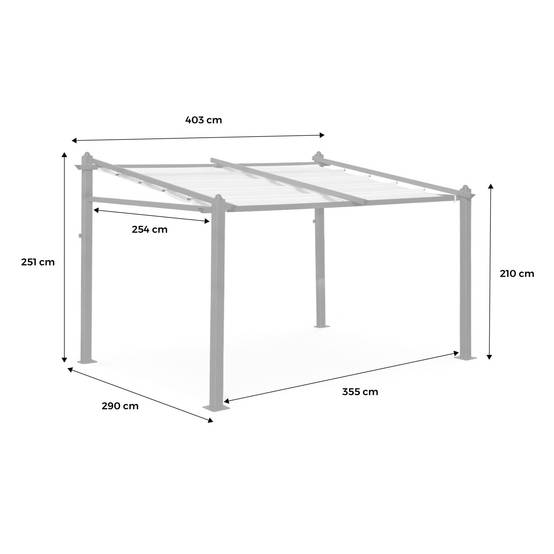 sweeek - Pergola murale en aluminium - Murum 3x4m - Toile grise - Tonnelle idéale pour votre terrasse. toit retractable. toile coulissante. structure | sweeek - Image 5