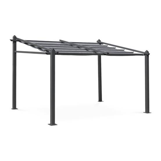 sweeek - Pergola murale en aluminium - Murum 3x4m - Toile grise - Tonnelle idéale pour votre terrasse. toit retractable. toile coulissante. structure | sweeek - Image 1