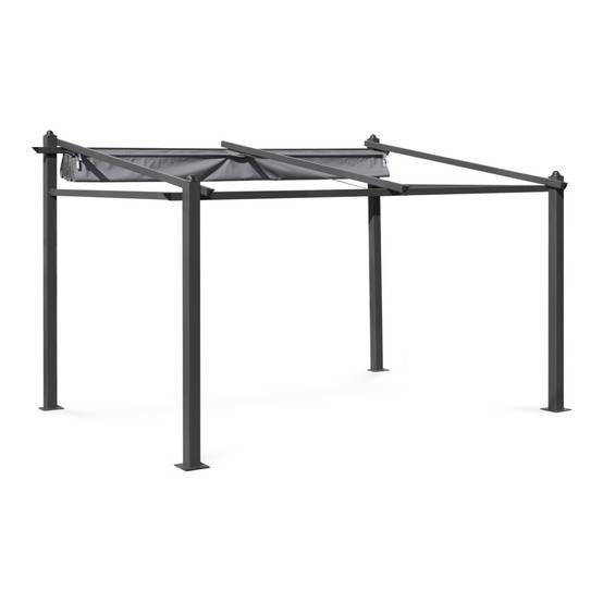 sweeek - Pergola murale en aluminium - Murum 3x4m - Toile grise - Tonnelle idéale pour votre terrasse. toit retractable. toile coulissante. structure | sweeek - Image 2