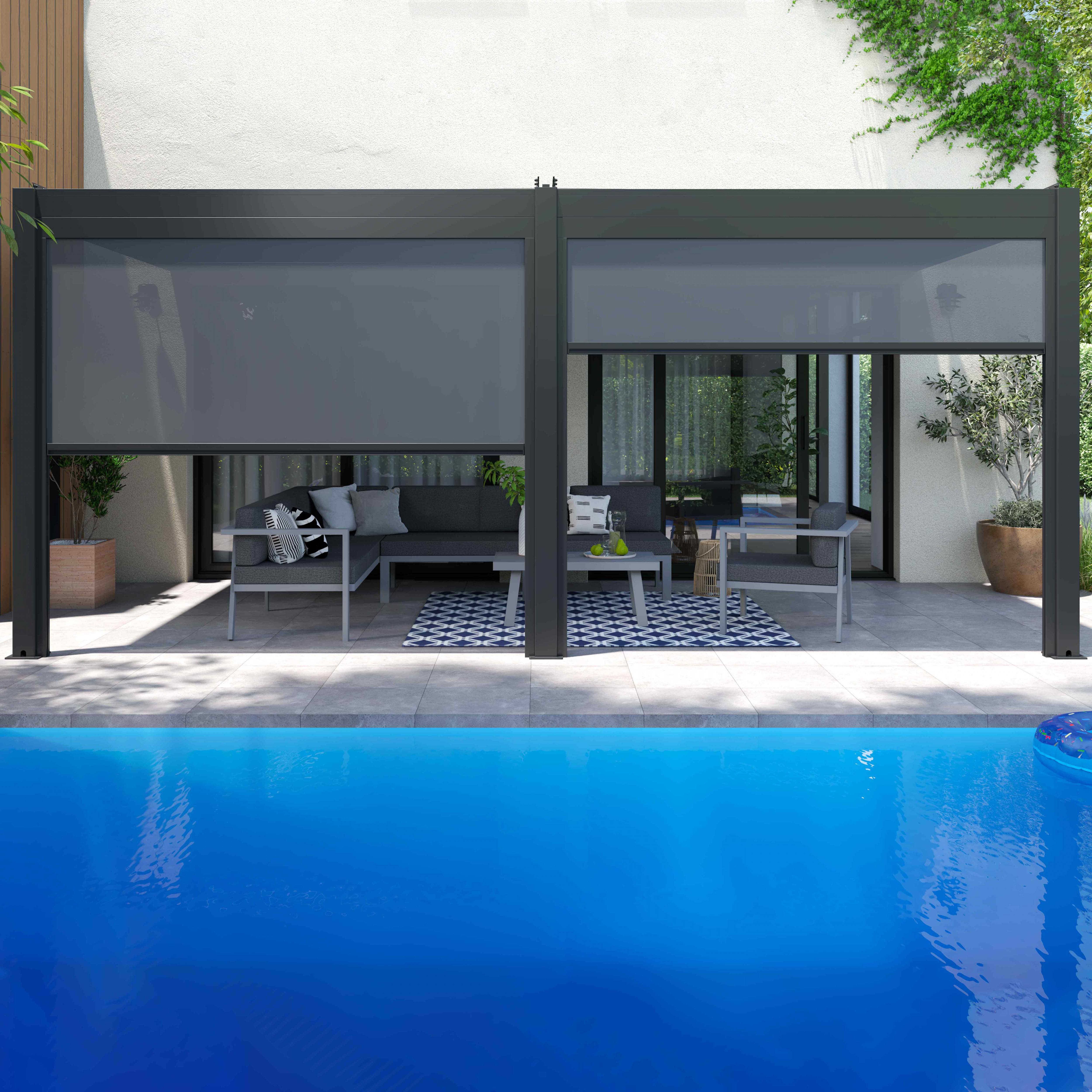 Oviala - Pergola bioclimatique adossée 3x6m et 4 Stores 2,66 x 2,34m Oia - Oviala - Imagen 3