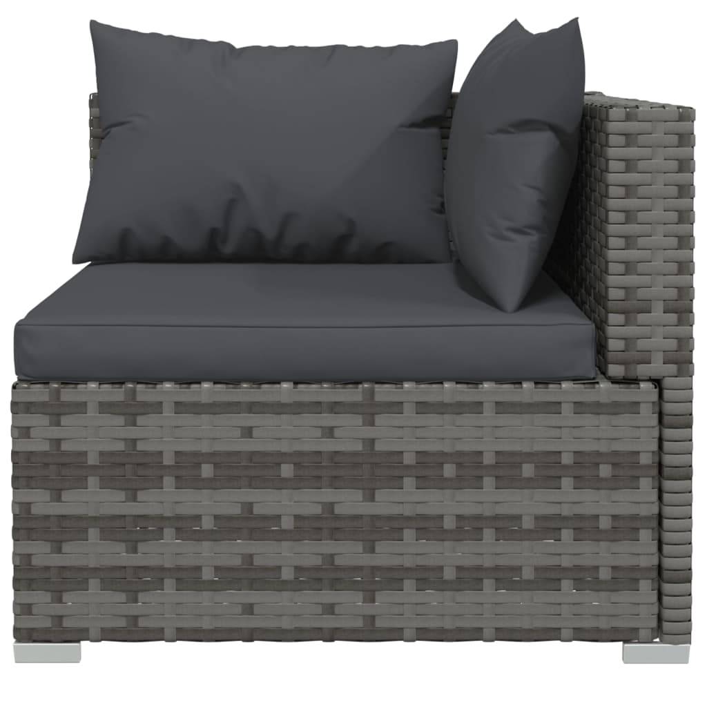 Helloshop26 - Salon de jardin meuble d'extérieur ensemble de mobilier 8 pièces avec coussins résine tressée gris - Imagen 3