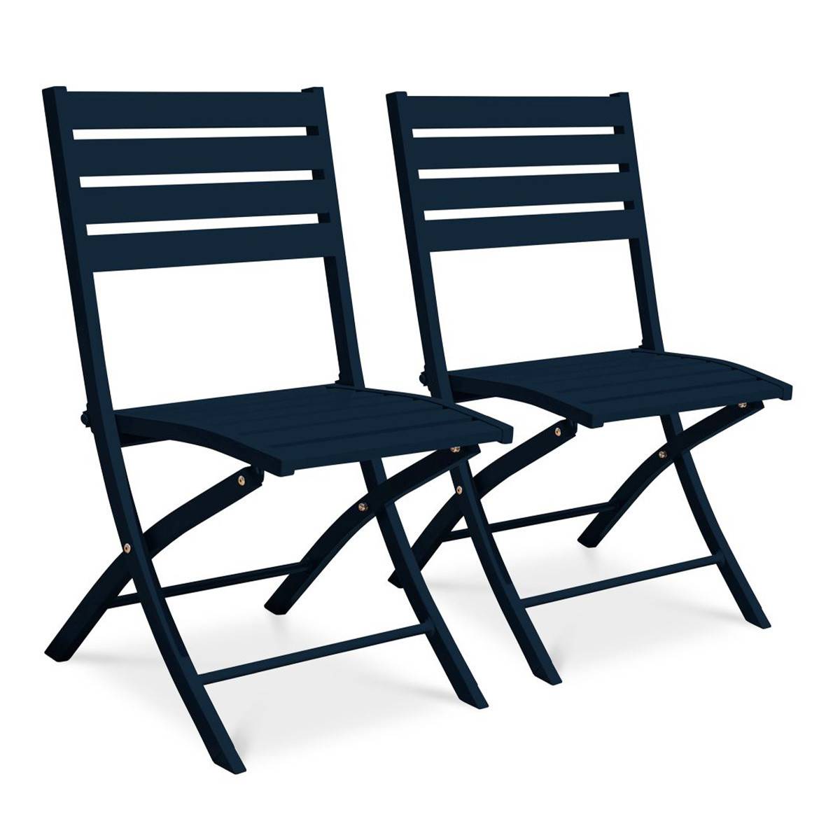 Paris Prix - Lot de 2 Chaises de Jardin Pliantes "Marius" 82cm Bleu Marine - Imagen 1