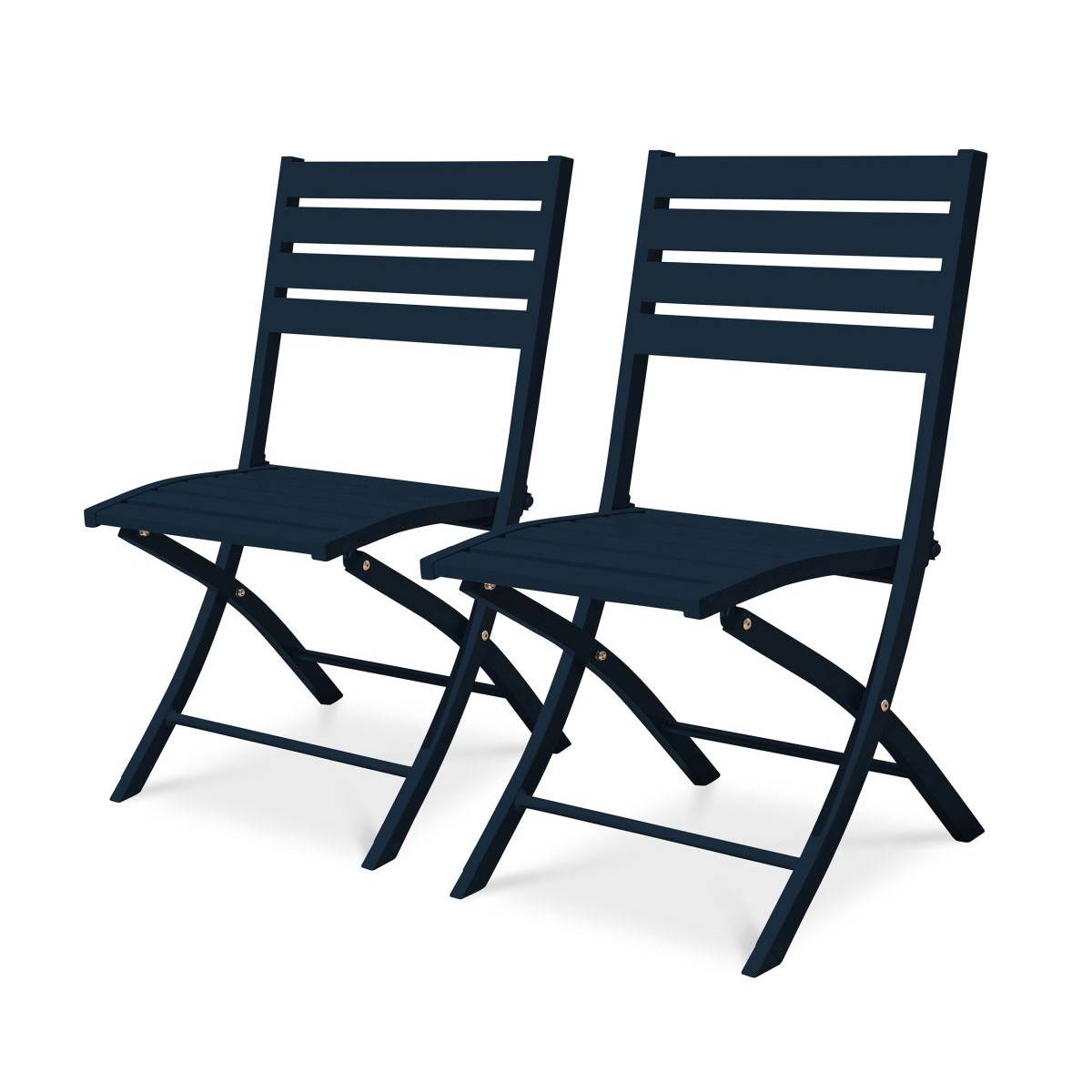 Paris Prix - Lot de 2 Chaises de Jardin Pliantes "Marius" 82cm Bleu Marine - Imagen 2