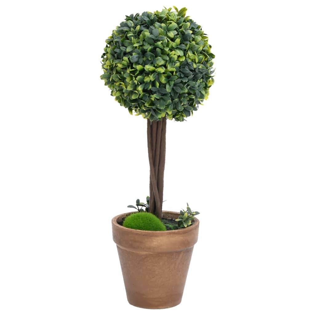 Vidaxl - Plantes de buis artificiel 2 pcs avec pots Boule Vert 33 cm - Image 2
