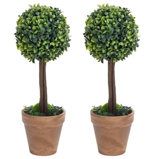 Vidaxl - Plantes de buis artificiel 2 pcs avec pots Boule Vert 33 cm - Image 1