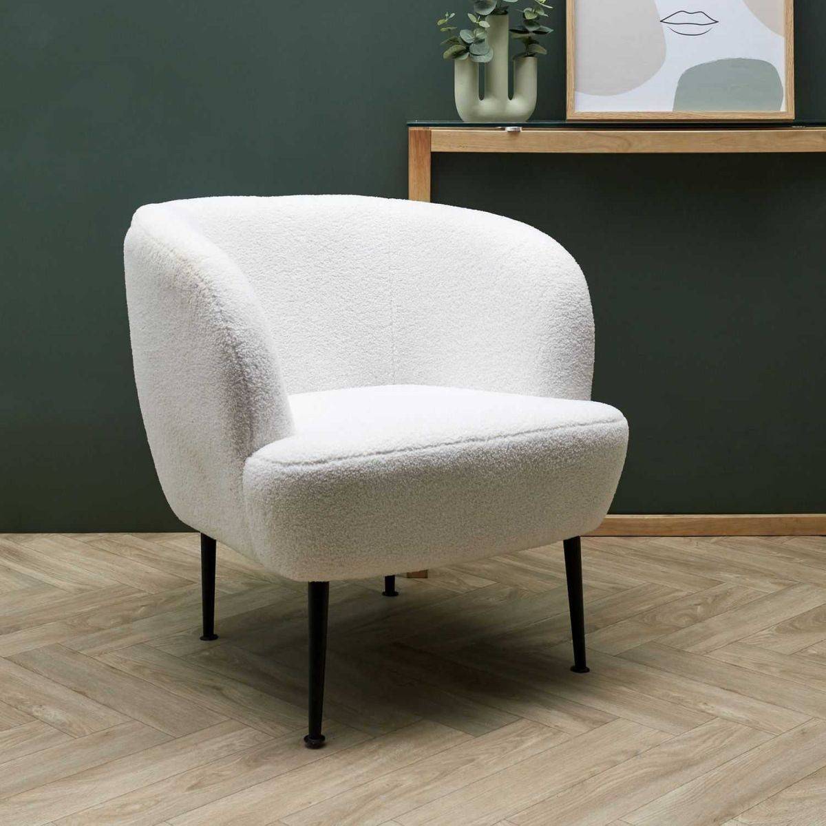 The Home Deco Factory - Fauteuil Bouclette "Kiera" 76cm Blanc - Image 5