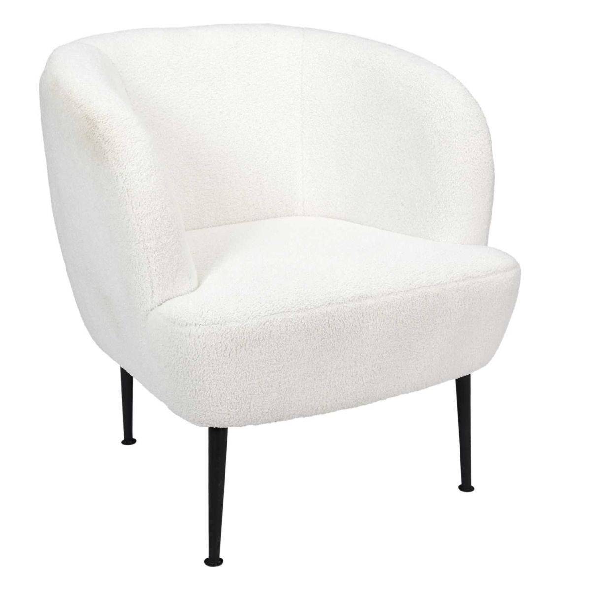The Home Deco Factory - Fauteuil Bouclette "Kiera" 76cm Blanc - Image 1