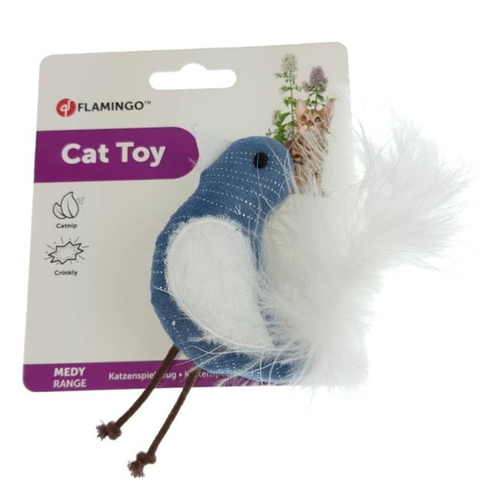 Oiseau Medy bleu taille 10 x 17 cm Jouet pour chat. - Image 2