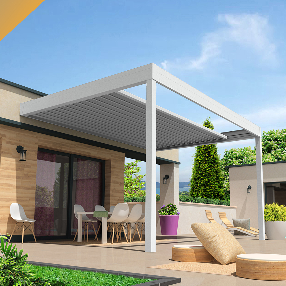 Intersun - Pergola rétractable HYLIA 5,00x5,213 M Motorisé à Télécommande (Blanc) - INTERSUN - Imagen 2