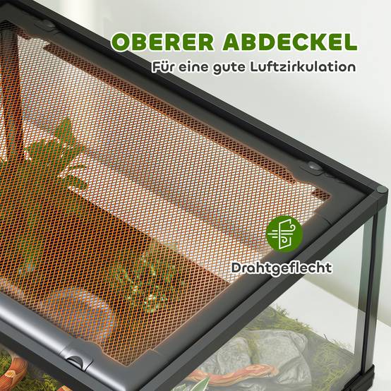 Terrarium pour reptiles, vivarium de 86 litres avec porte coulissante verrouillable, pour lézards, insectes, araignées, geckos, 60 x 45 x 32 cm, noir - Image 7