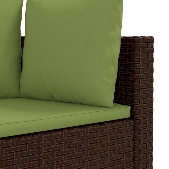Salon de jardin 4 personnes résine tressée modulable avec coussins verts Marron – ComfortXL Outdoor Living - Image 6