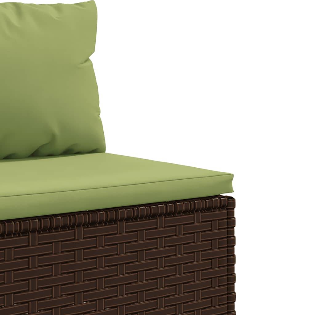 Salon de jardin 4 personnes résine tressée modulable avec coussins verts Marron – ComfortXL Outdoor Living - Image 7