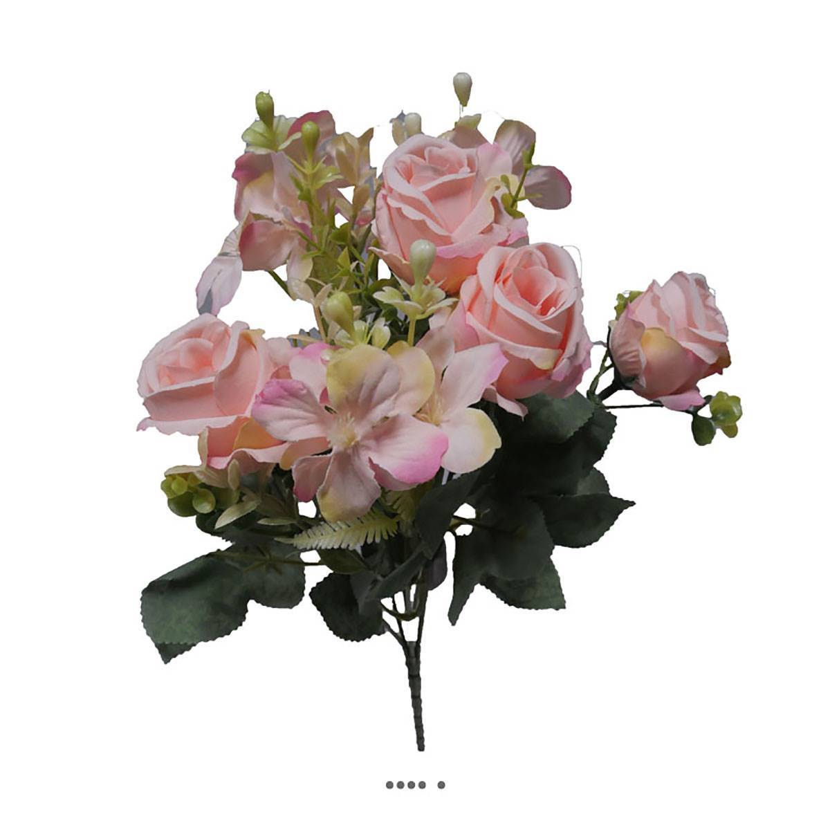Artificielles - Bouquet de mini fleurs artificielles et roses H 33 cm Rose pâle - couleur: Rose pâle - Imagen 1