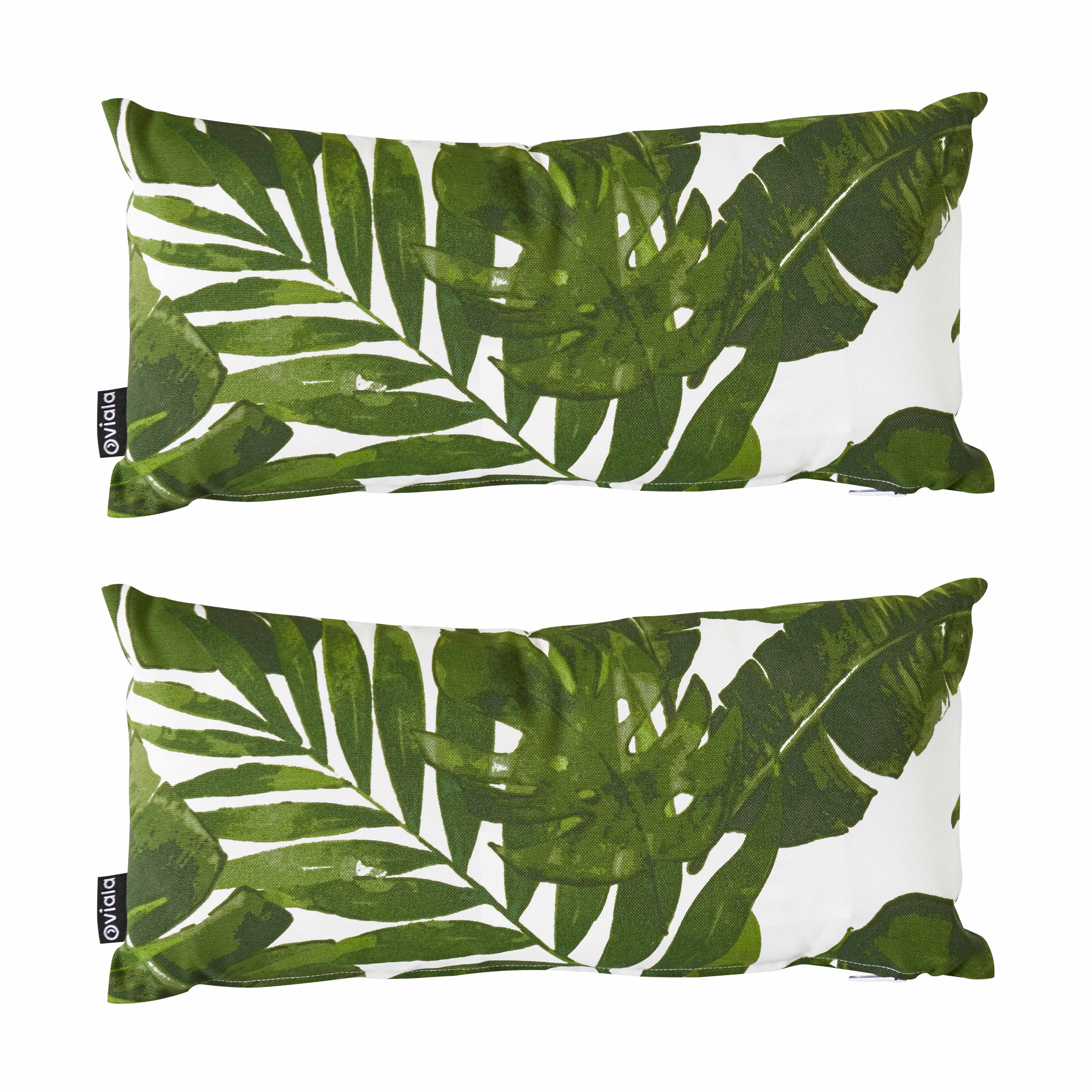 Oviala - Lot de 2 petits coussins polyester blanc 40 x 20 x 8 cm Ica - Oviala - Imagen 1