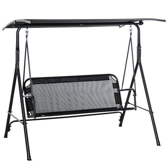 Balancelle de jardin 2 places acier extérieur avec auvent inclinable séchage rapide noir - ComfortXL Outdoor Living - Image 2