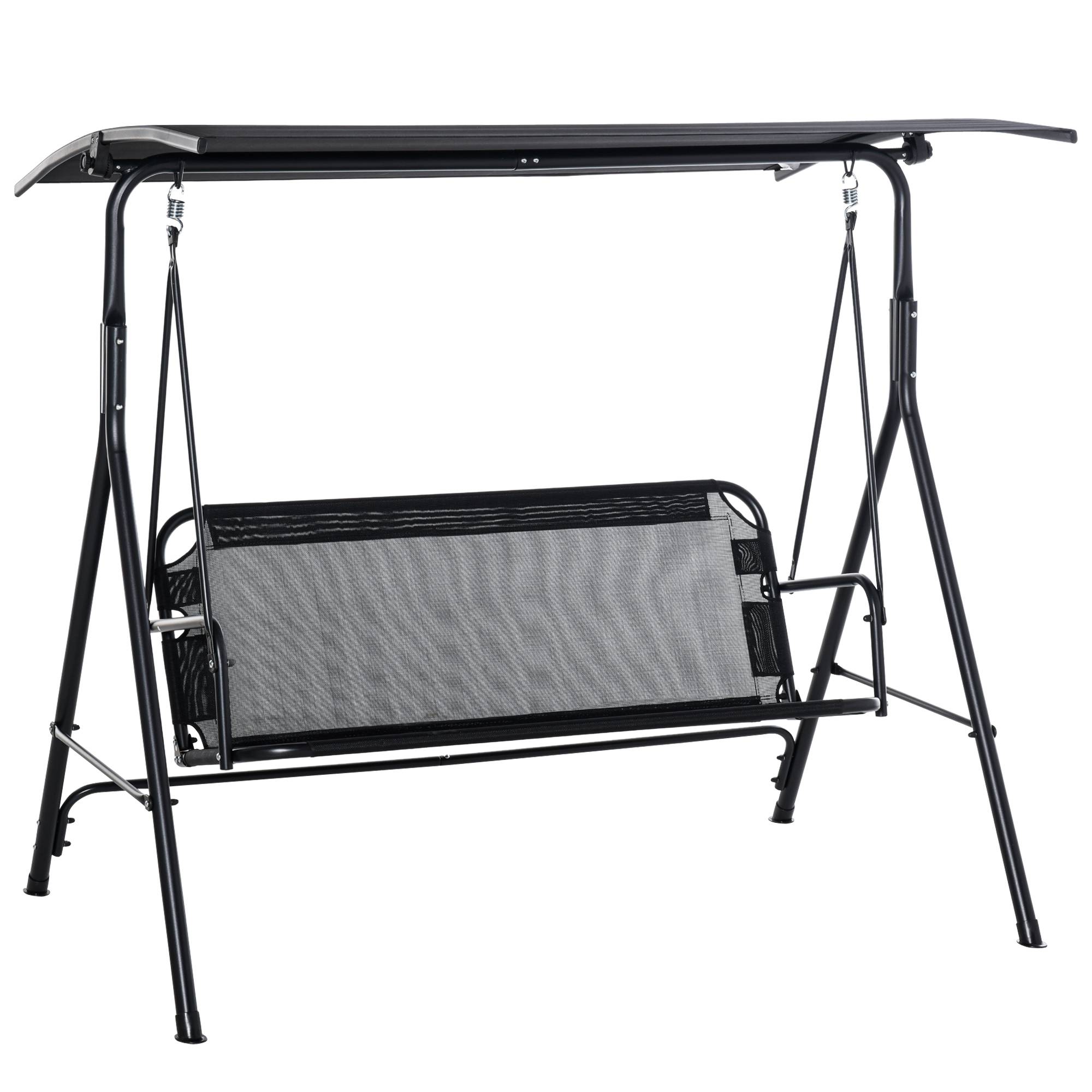 Balancelle de jardin 2 places acier extérieur avec auvent inclinable séchage rapide noir - ComfortXL Outdoor Living - Image 2