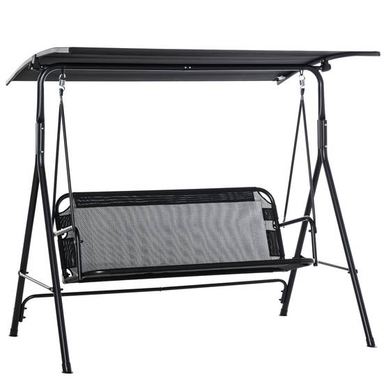 Balancelle de jardin 2 places acier extérieur avec auvent inclinable séchage rapide noir - ComfortXL Outdoor Living - Image 1