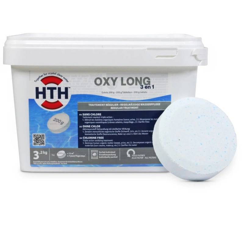 Oxygène actif multifonction HTH OXYGEN 3 en 1 Galets 200 g. - 3,2 kg - 3,2 kg - Imagen 1
