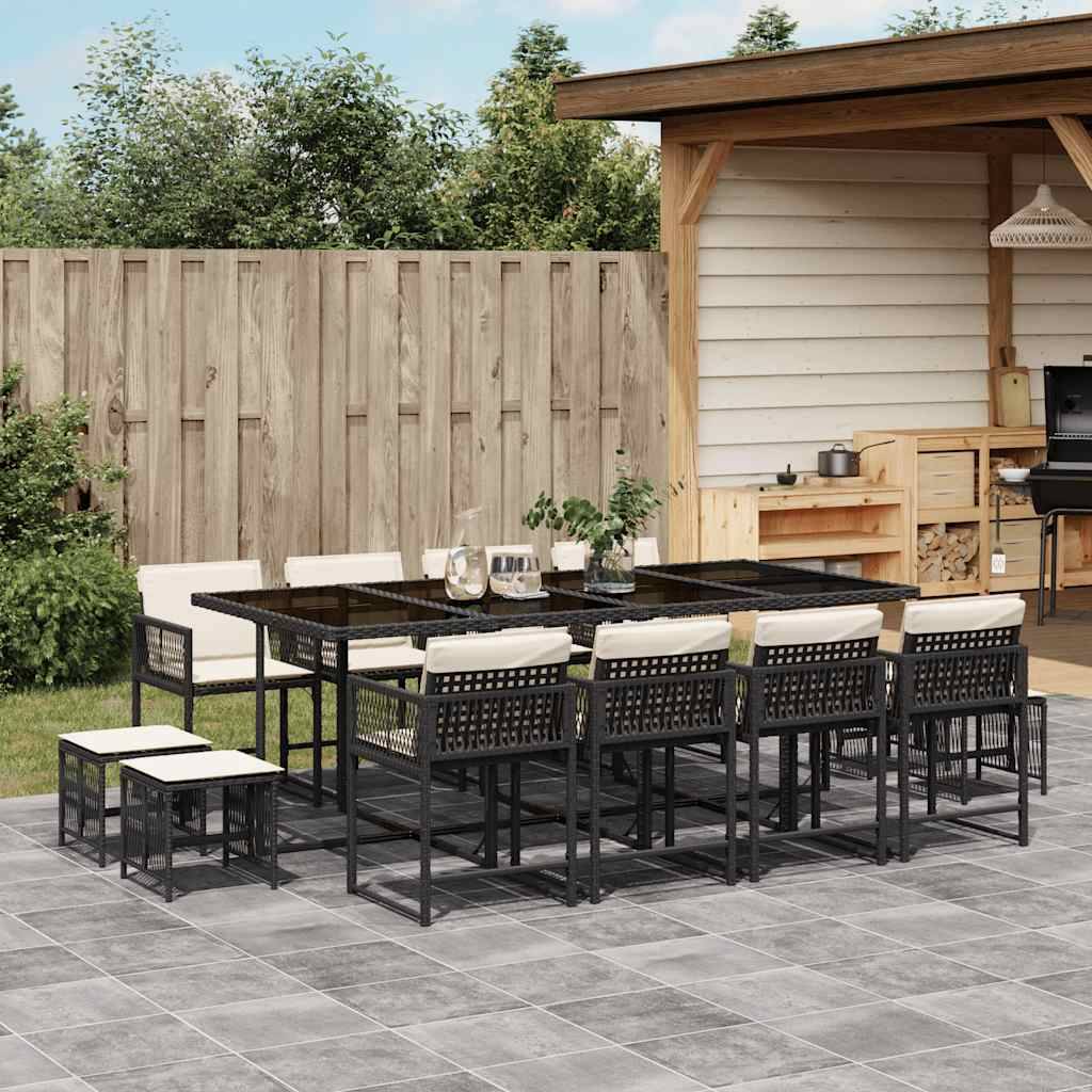 ComfortXL - Salon de Jardin Encastrable 12 Places, Composition 8 Fauteuils et 4 Tabourets en Polyrotin Noir – ComfortXL Outdoor Living - Image 1