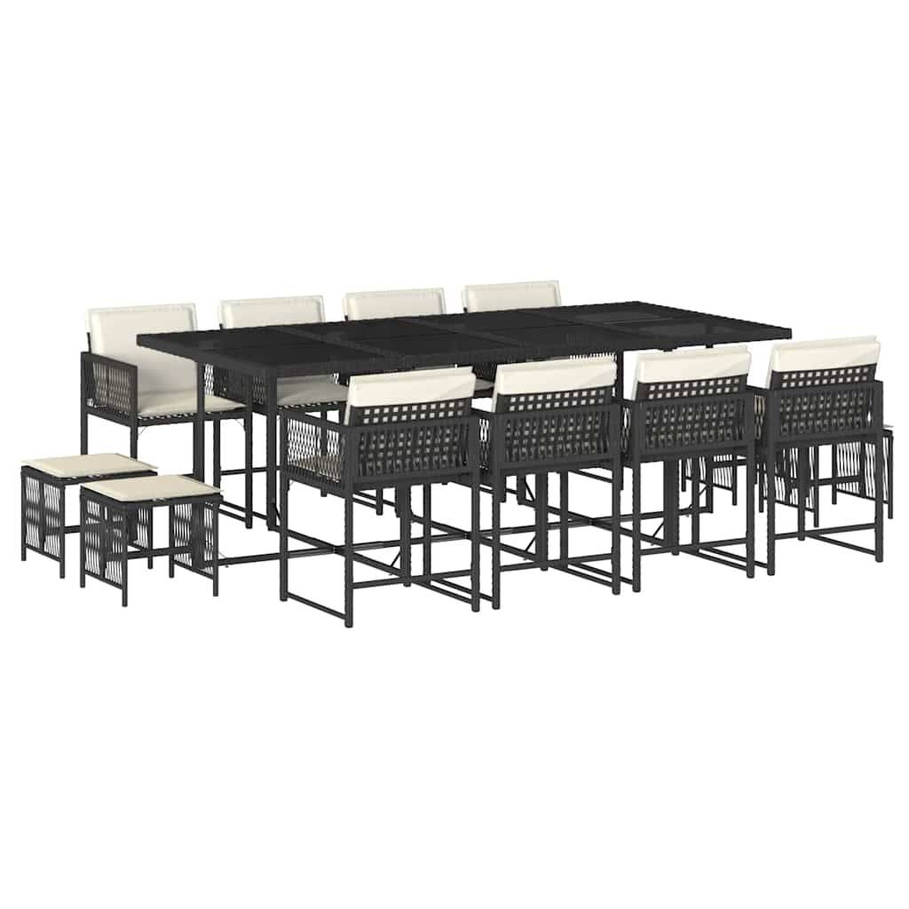 ComfortXL - Salon de Jardin Encastrable 12 Places, Composition 8 Fauteuils et 4 Tabourets en Polyrotin Noir – ComfortXL Outdoor Living - Image 2