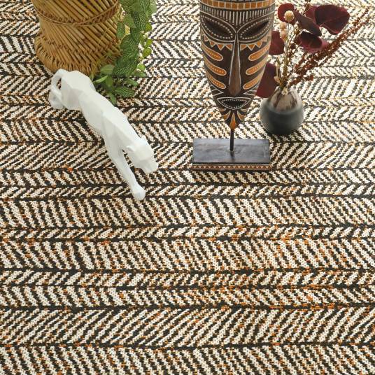 Decoweb - Tapis d’extérieur ou de salon - Motifs graphiques - Noir, crème et terracotta - 160 x 230 cm - Decoweb - Imagen 4